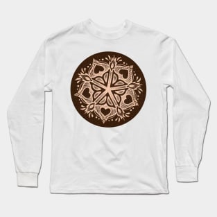 Rochester Mandala (browns with hearts) Long Sleeve T-Shirt